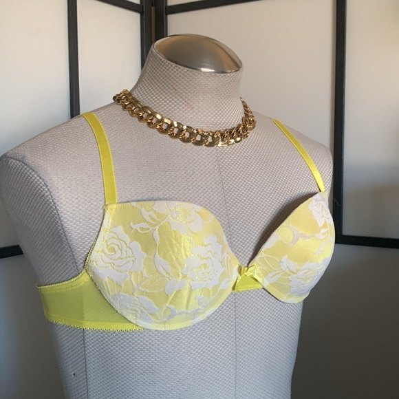 36C Women's Signature Lace Push-Up Yellow Adjustable Bra Y2K Feminine Casual - Picture 2 of 14